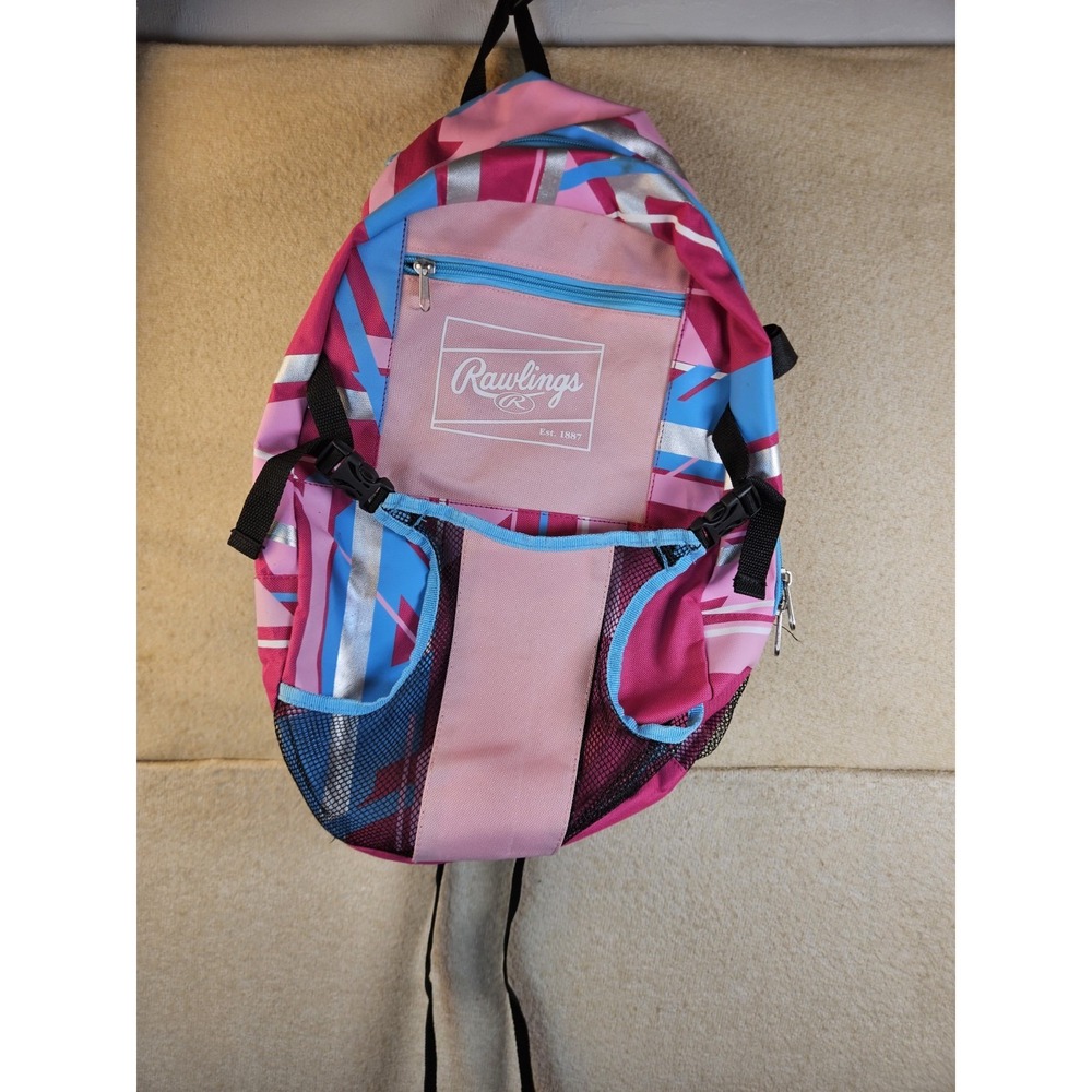 Rawlings REMIX Backpack Equipment Bag Youth Baseball Softball Pink Blue